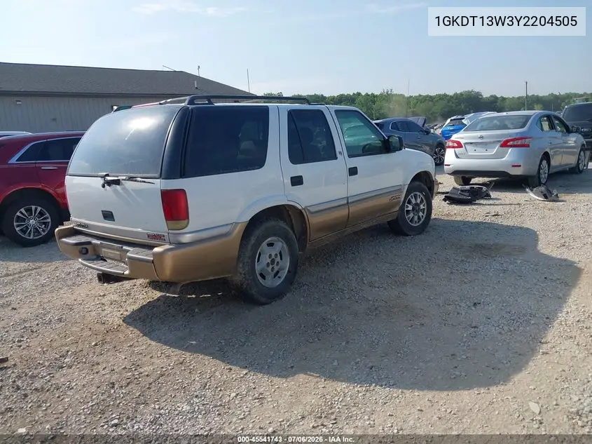 2000 GMC Jimmy Slt VIN: 1GKDT13W3Y2204505 Lot: 45541743