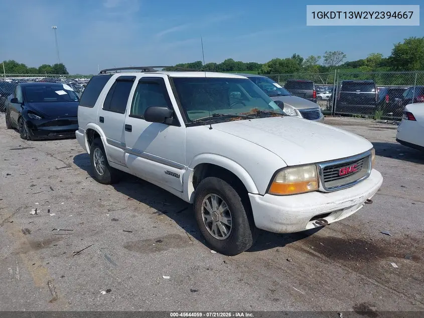 2000 GMC Jimmy Slt VIN: 1GKDT13W2Y2394667 Lot: 45644059