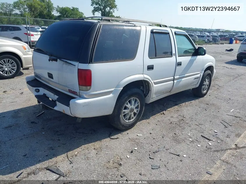 2000 GMC Jimmy Slt VIN: 1GKDT13W2Y2394667 Lot: 45644059