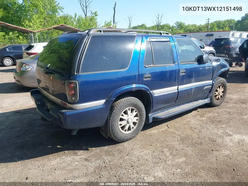 2001 GMC Jimmy Slt VIN: 1GKDT13WX12151498 Lot: 45009282