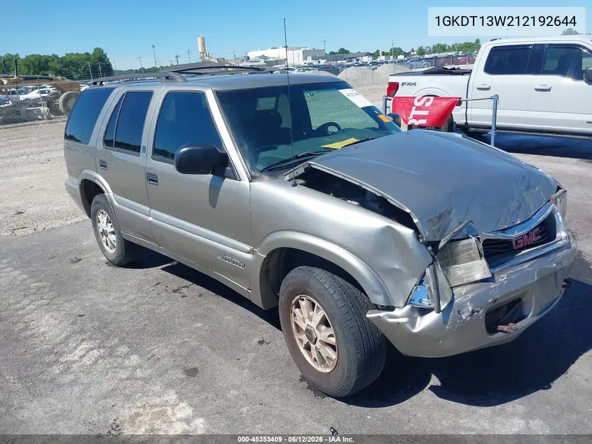 2001 GMC Jimmy Sle VIN: 1GKDT13W212192644 Lot: 45353409