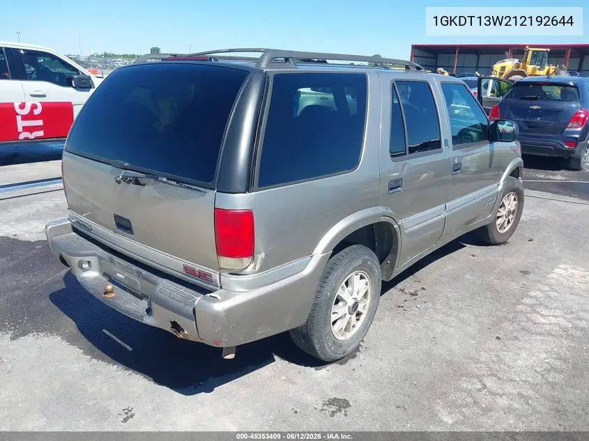 2001 GMC Jimmy Sle VIN: 1GKDT13W212192644 Lot: 45353409