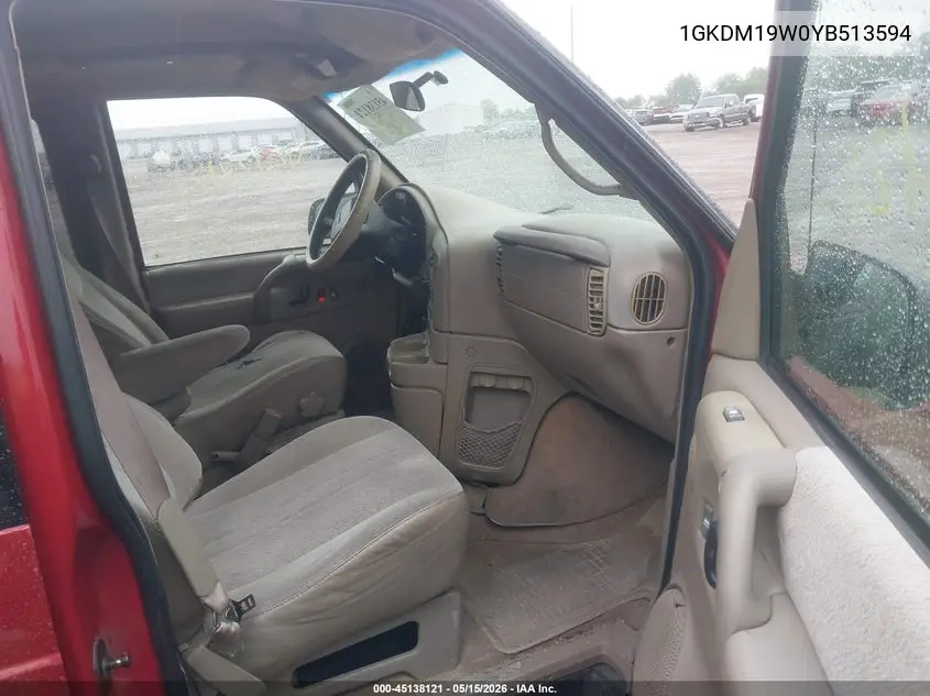 2000 GMC Safari Sl VIN: 1GKDM19W0YB513594 Lot: 45138121
