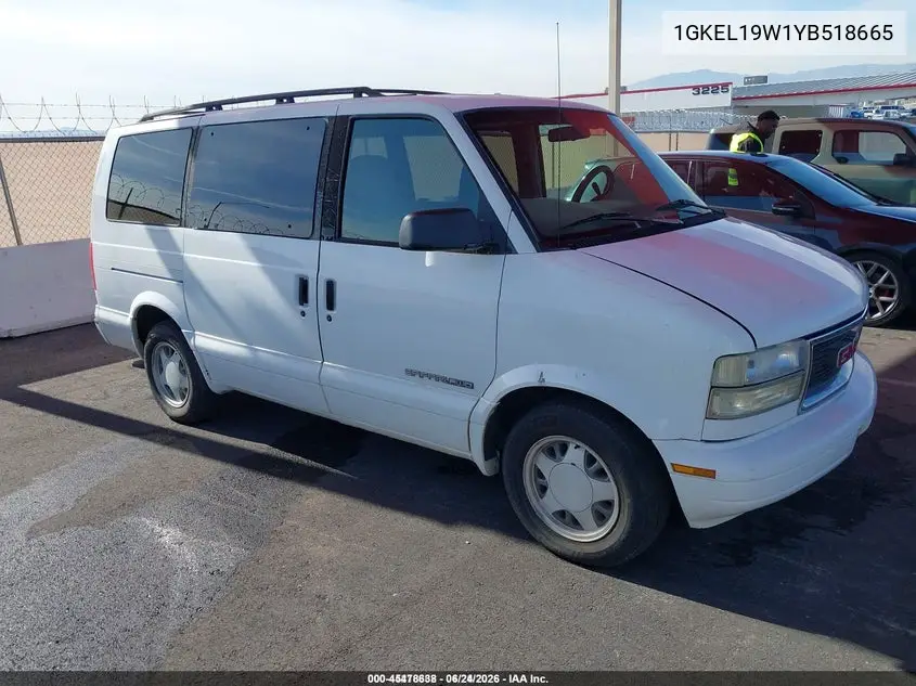 2000 GMC Safari Sl VIN: 1GKEL19W1YB518665 Lot: 45478638