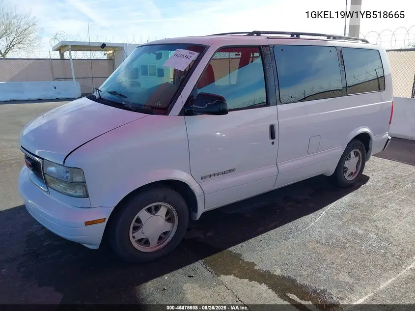 2000 GMC Safari Sl VIN: 1GKEL19W1YB518665 Lot: 45478638