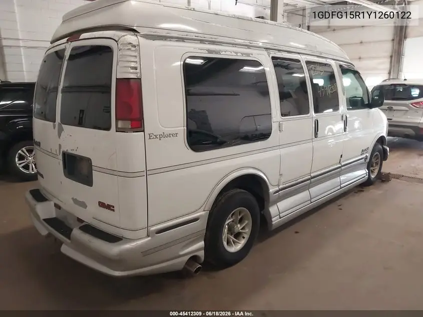 2000 GMC Savana Rv VIN: 1GDFG15R1Y1260122 Lot: 45412309