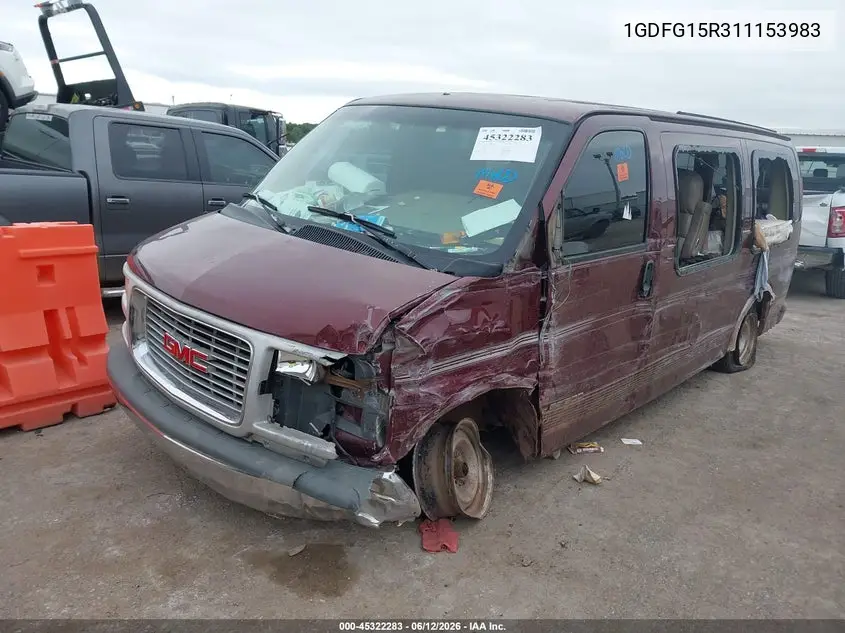 2001 GMC Savana Upfitter VIN: 1GDFG15R311153983 Lot: 45322283