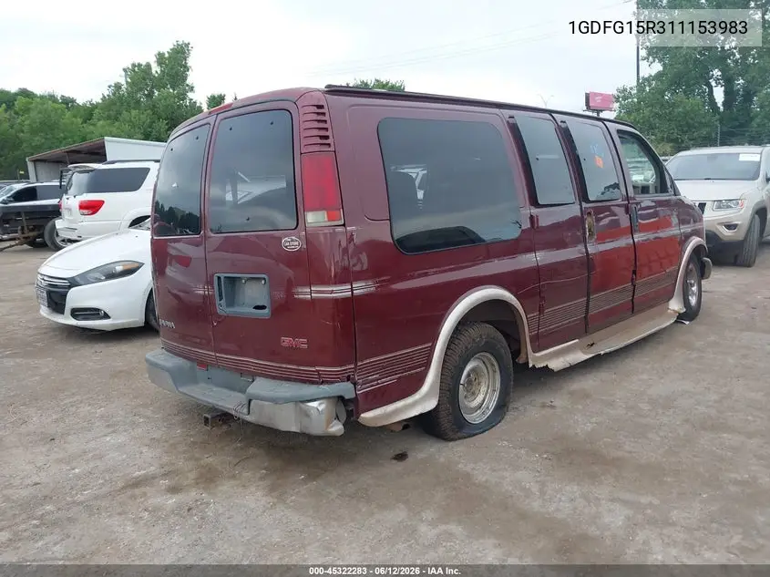2001 GMC Savana Upfitter VIN: 1GDFG15R311153983 Lot: 45322283