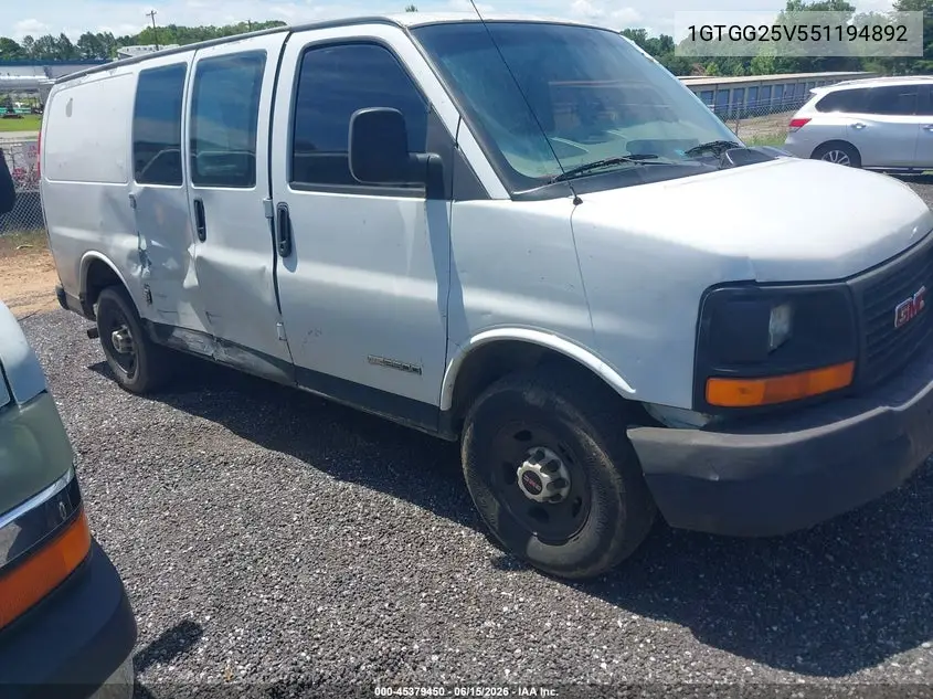 2005 GMC Savana Standard VIN: 1GTGG25V551194892 Lot: 45379450