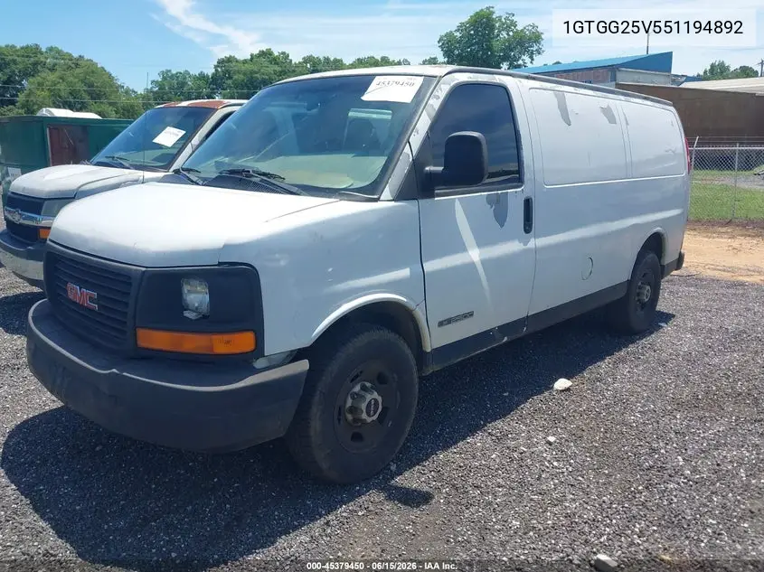 2005 GMC Savana Standard VIN: 1GTGG25V551194892 Lot: 45379450