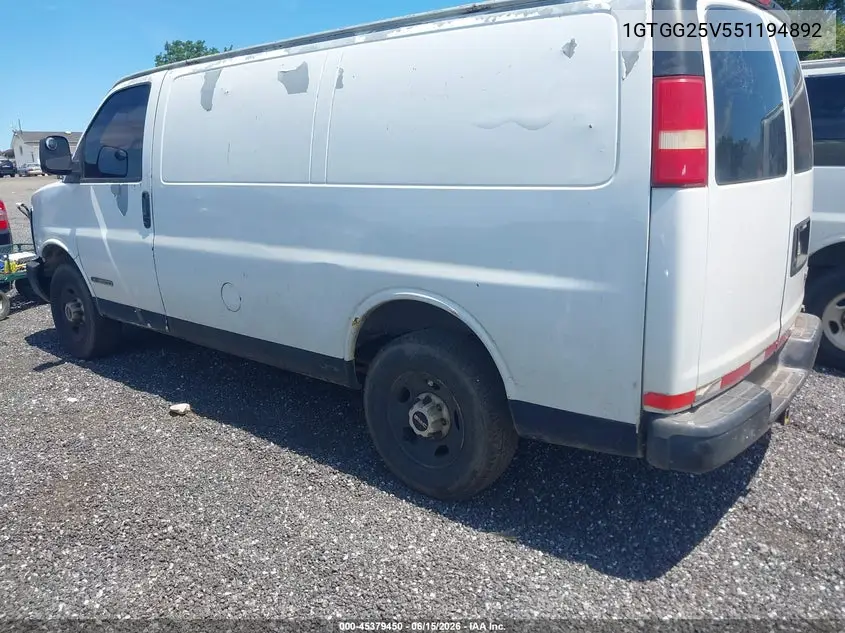 2005 GMC Savana Standard VIN: 1GTGG25V551194892 Lot: 45379450