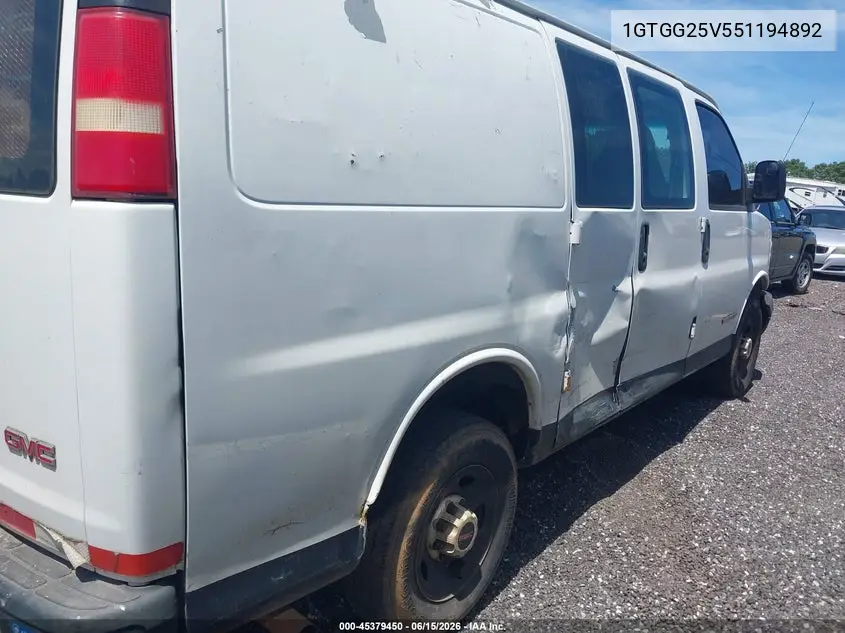 2005 GMC Savana Standard VIN: 1GTGG25V551194892 Lot: 45379450