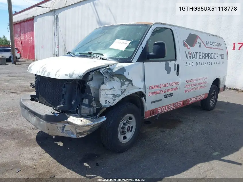 2005 GMC Savana Standard VIN: 1GTHG35UX51118778 Lot: 45434509