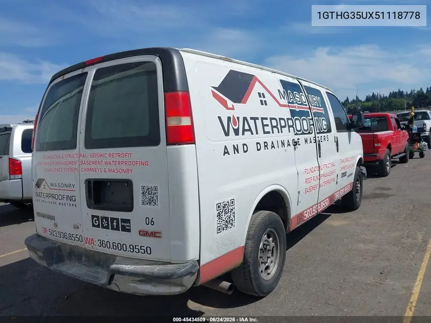 2005 GMC Savana Standard VIN: 1GTHG35UX51118778 Lot: 45434509