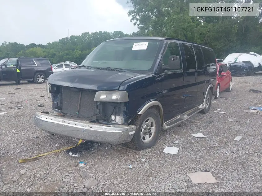 2005 GMC Savana Passenger Standard VIN: 1GKFG15T451107721 Lot: 45547216