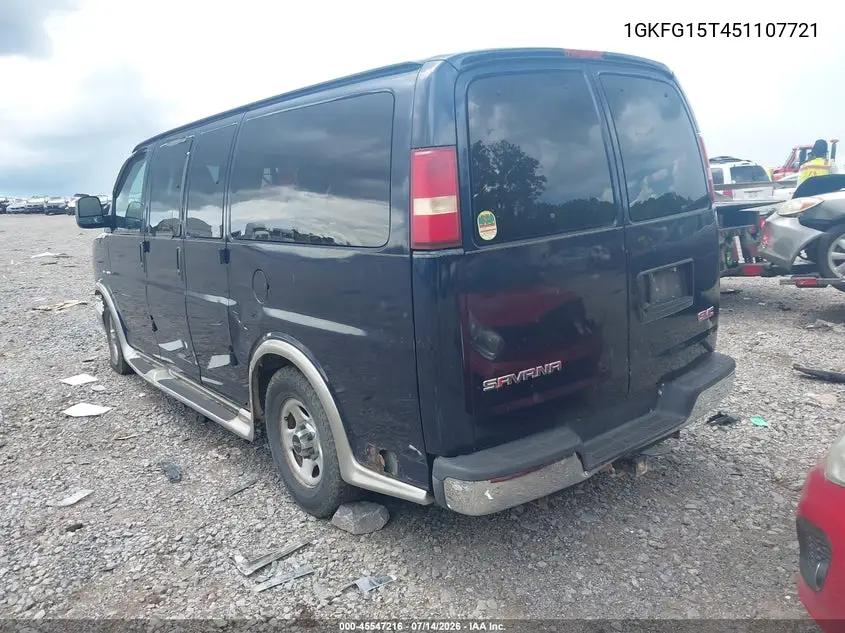 2005 GMC Savana Passenger Standard VIN: 1GKFG15T451107721 Lot: 45547216
