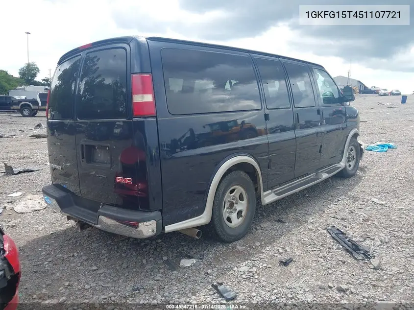 2005 GMC Savana Passenger Standard VIN: 1GKFG15T451107721 Lot: 45547216