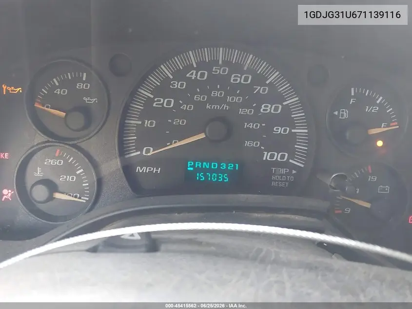 2007 GMC Savana Cutaway Work Van VIN: 1GDJG31U671139116 Lot: 45415562