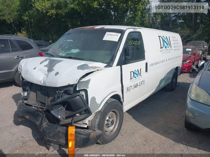2008 GMC Savana Cargo Van Work Van VIN: 1GTGG29C581913118 Lot: 45502531