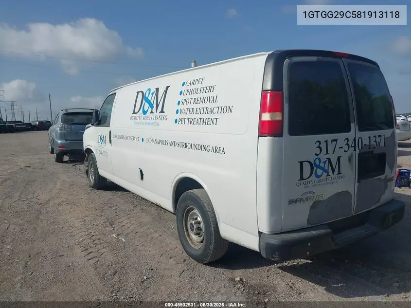 2008 GMC Savana Cargo Van Work Van VIN: 1GTGG29C581913118 Lot: 45502531