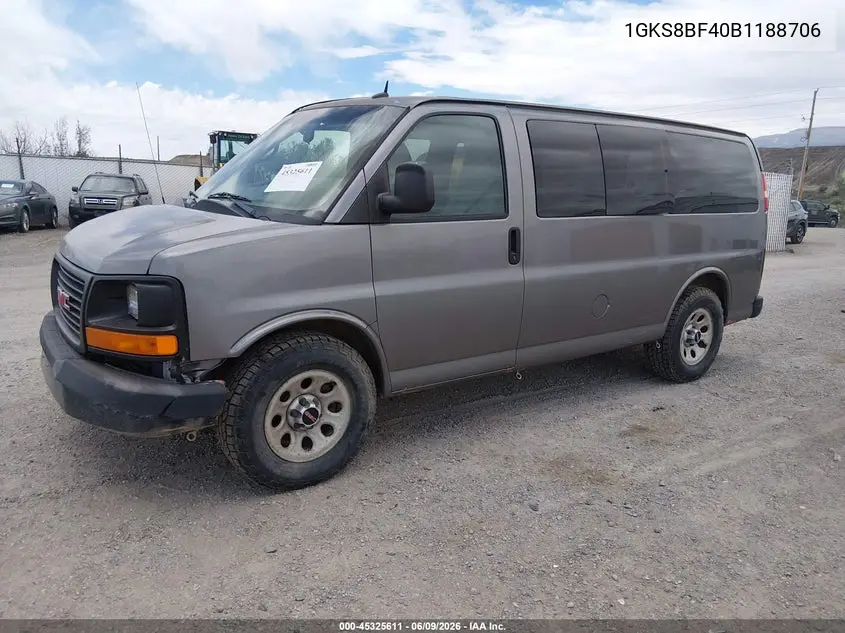 2011 GMC Savana 1500 Ls VIN: 1GKS8BF40B1188706 Lot: 45325611
