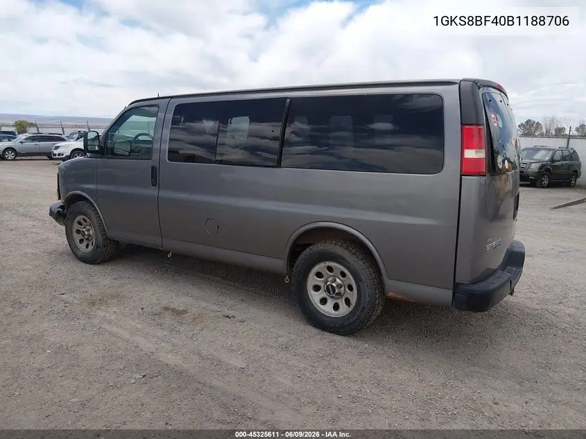 2011 GMC Savana 1500 Ls VIN: 1GKS8BF40B1188706 Lot: 45325611