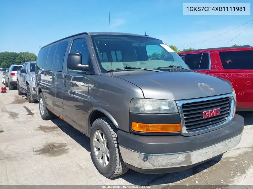 2011 GMC Savana 1500 Lt VIN: 1GKS7CF4XB1111981 Lot: 45599339