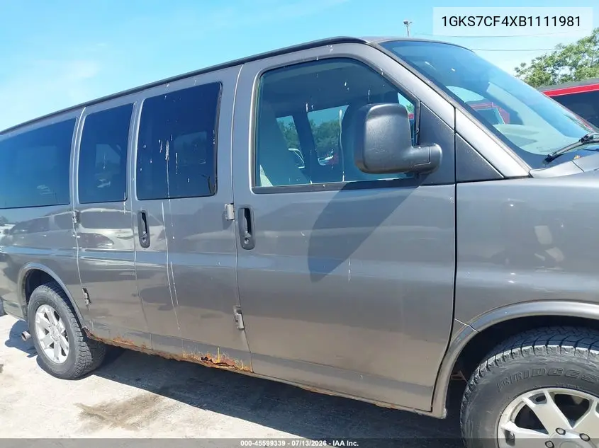 2011 GMC Savana 1500 Lt VIN: 1GKS7CF4XB1111981 Lot: 45599339