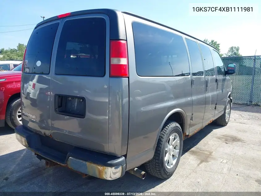 2011 GMC Savana 1500 Lt VIN: 1GKS7CF4XB1111981 Lot: 45599339