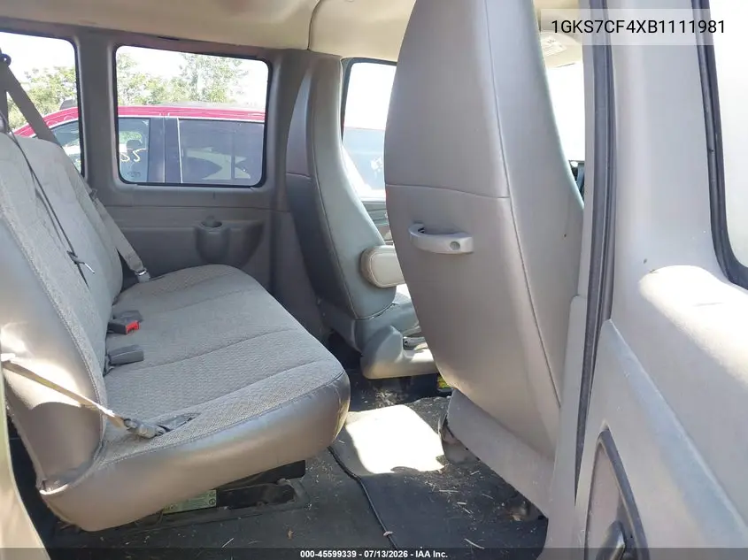 2011 GMC Savana 1500 Lt VIN: 1GKS7CF4XB1111981 Lot: 45599339