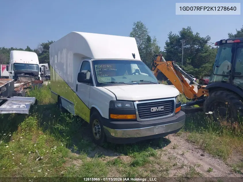 2019 GMC Savana Cutaway Work Van VIN: 1GD07RFP2K1278640 Lot: 12615965