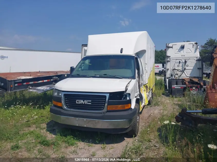 2019 GMC Savana Cutaway Work Van VIN: 1GD07RFP2K1278640 Lot: 12615965