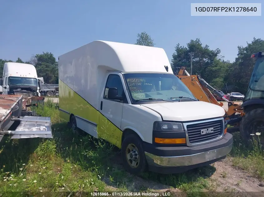 2019 GMC Savana Cutaway Work Van VIN: 1GD07RFP2K1278640 Lot: 12615965