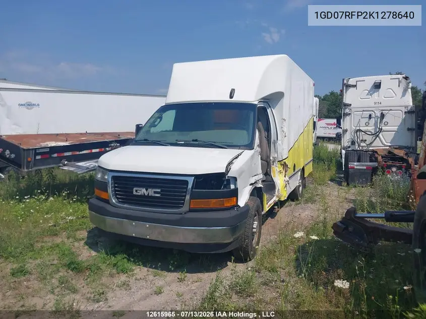 2019 GMC Savana Cutaway Work Van VIN: 1GD07RFP2K1278640 Lot: 12615965
