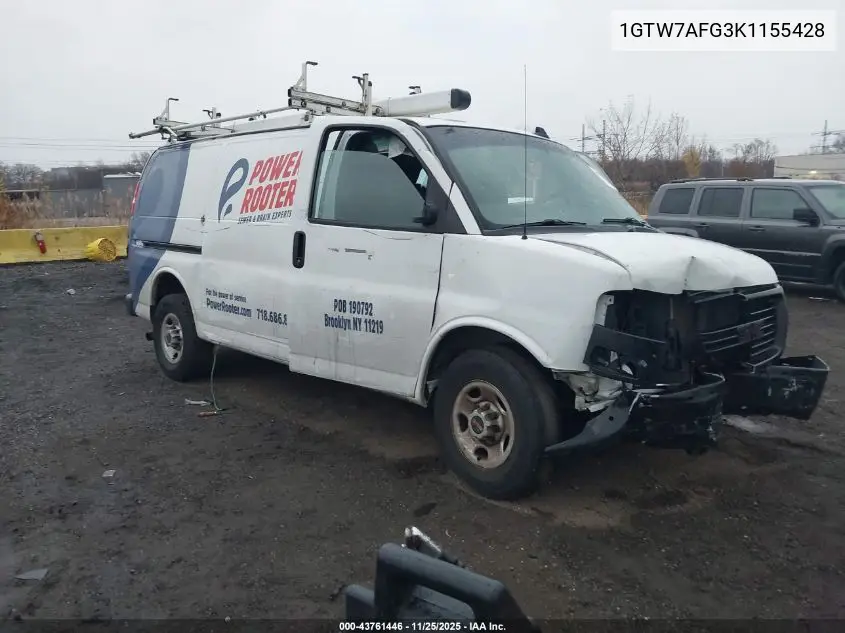 1GTW7AFG3K1155428 2019 GMC Savana 2500 Work Van