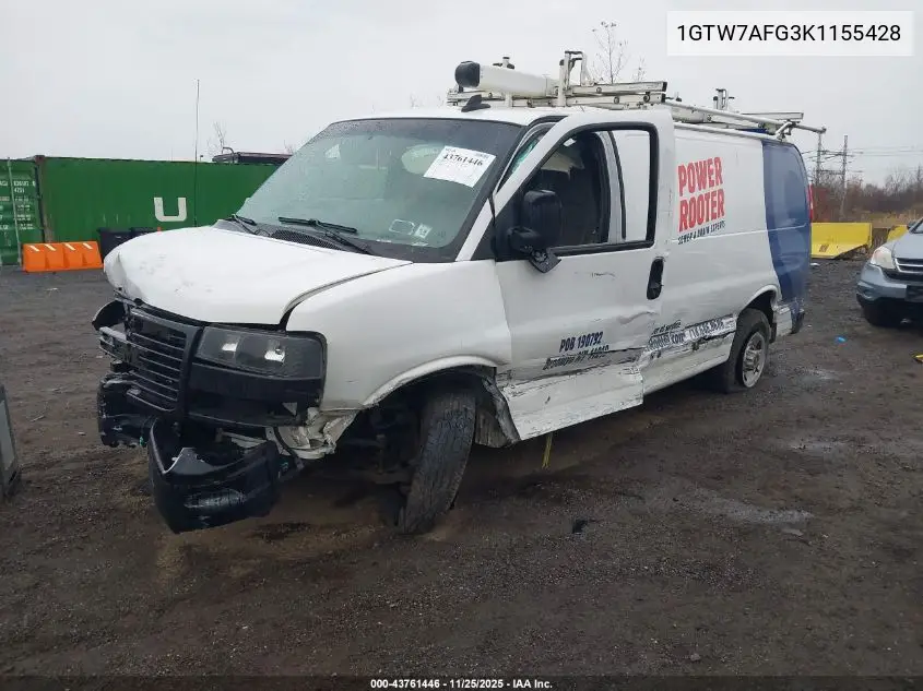 1GTW7AFG3K1155428 2019 GMC Savana 2500 Work Van