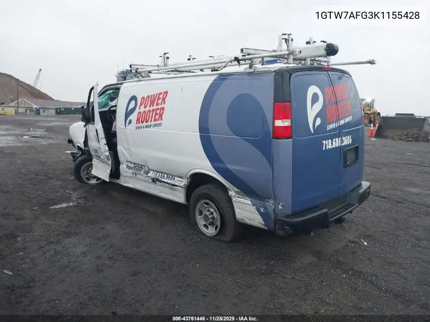 1GTW7AFG3K1155428 2019 GMC Savana 2500 Work Van