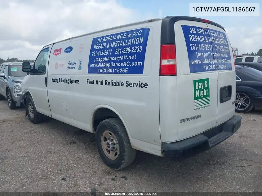 2020 GMC Savana Cargo Rwd 2500 Regular Wheelbase Work Van VIN: 1GTW7AFG5L1186567 Lot: 45492629