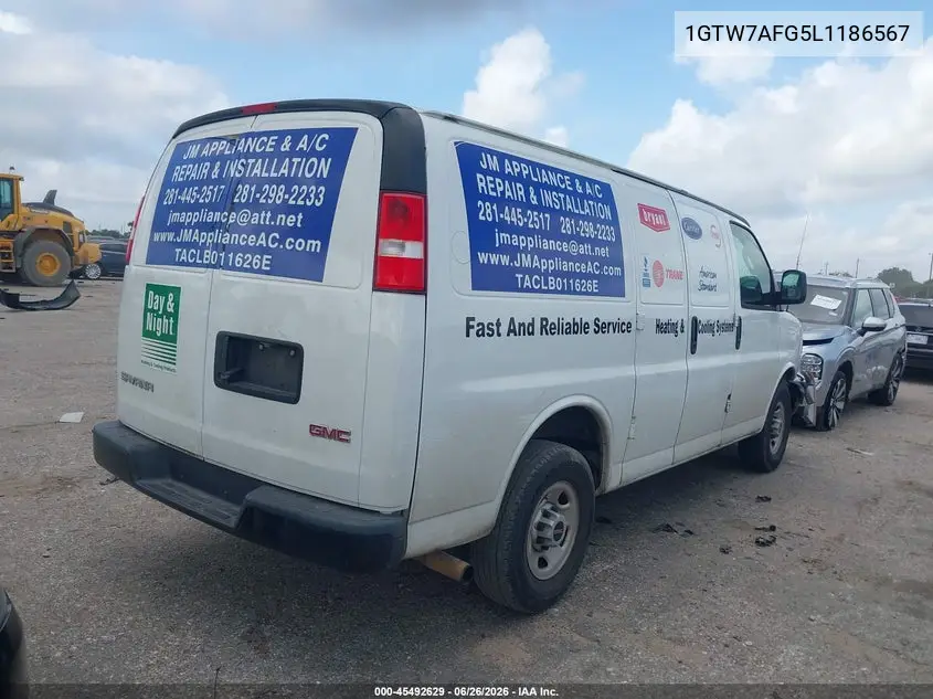 2020 GMC Savana Cargo Rwd 2500 Regular Wheelbase Work Van VIN: 1GTW7AFG5L1186567 Lot: 45492629