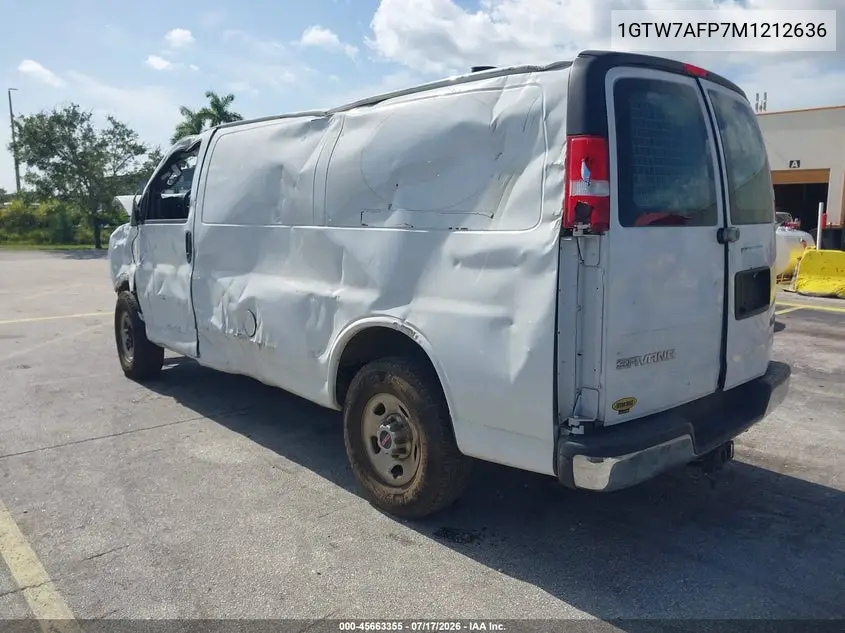 2021 GMC Savana Cargo Rwd 2500 Regular Wheelbase Work Van VIN: 1GTW7AFP7M1212636 Lot: 45663355