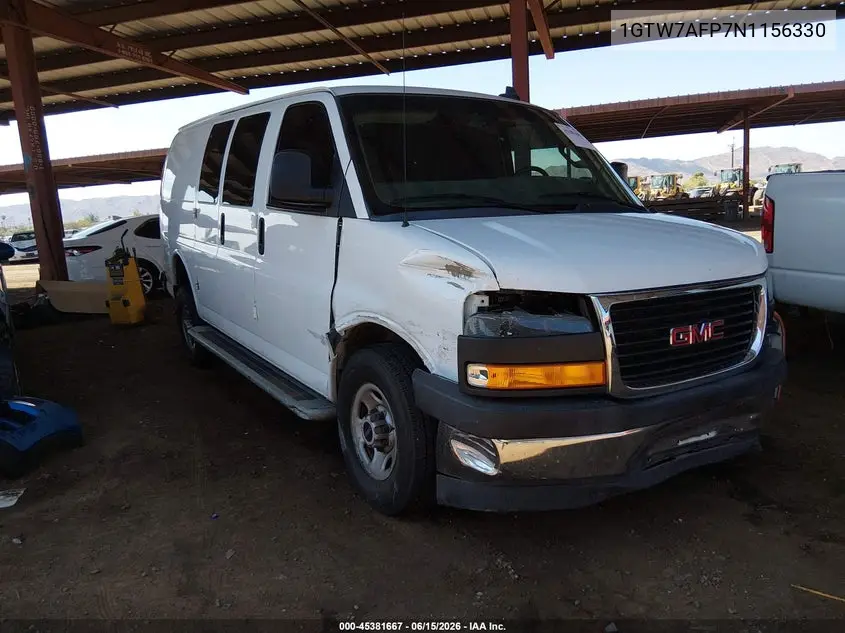 2022 GMC Savana Cargo Rwd 2500 Regular Wheelbase Work Van VIN: 1GTW7AFP7N1156330 Lot: 45381667