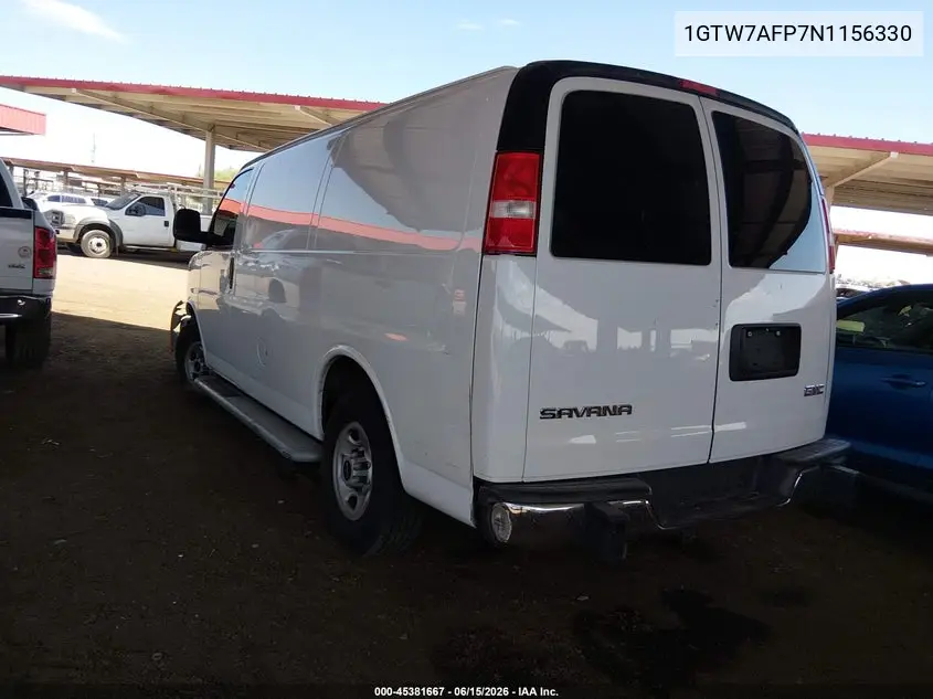 2022 GMC Savana Cargo Rwd 2500 Regular Wheelbase Work Van VIN: 1GTW7AFP7N1156330 Lot: 45381667