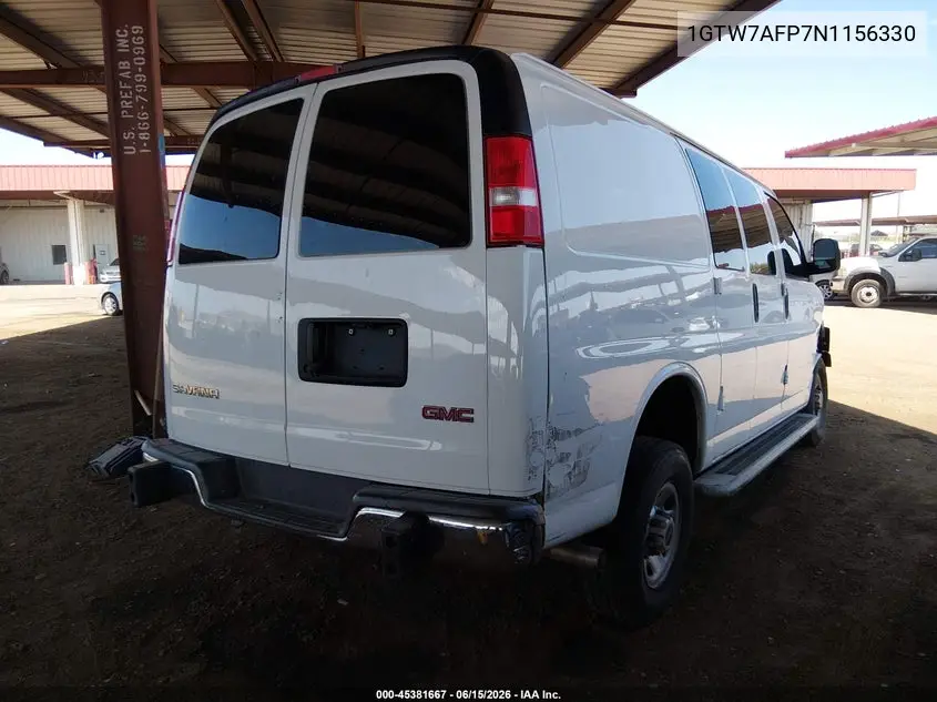 2022 GMC Savana Cargo Rwd 2500 Regular Wheelbase Work Van VIN: 1GTW7AFP7N1156330 Lot: 45381667