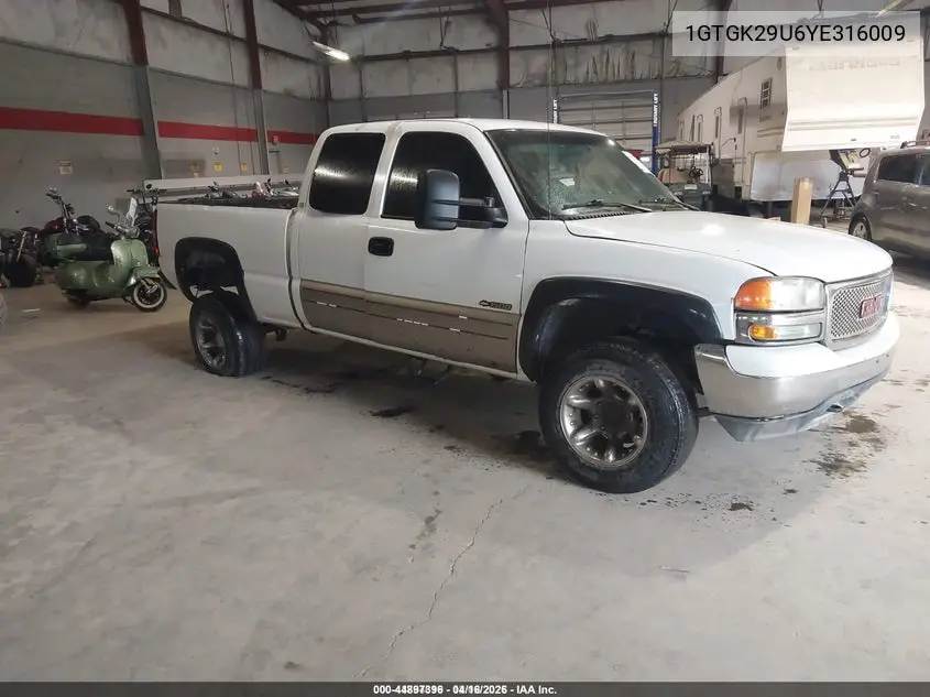 1GTGK29U6YE316009 2000 GMC Sierra 2500 Sl