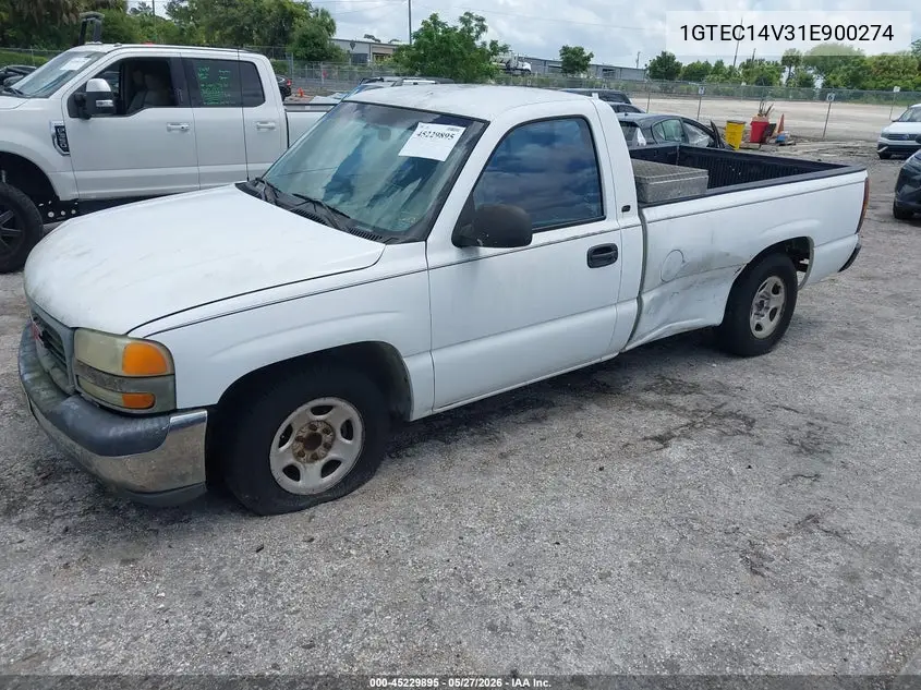 2001 GMC Sierra 1500 Sl VIN: 1GTEC14V31E900274 Lot: 45229895
