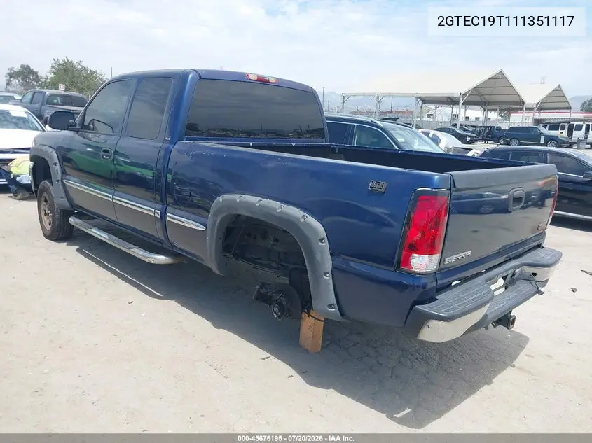 2001 GMC Sierra 1500 Sle VIN: 2GTEC19T111351117 Lot: 45676195