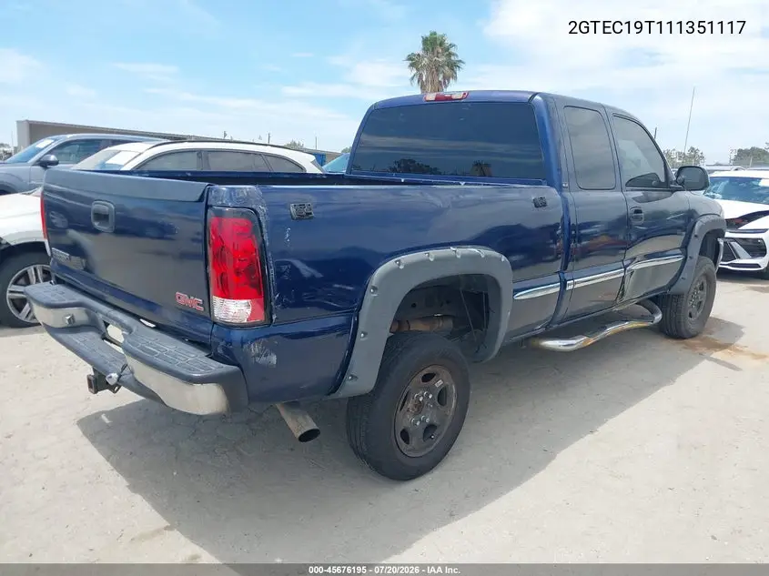 2001 GMC Sierra 1500 Sle VIN: 2GTEC19T111351117 Lot: 45676195