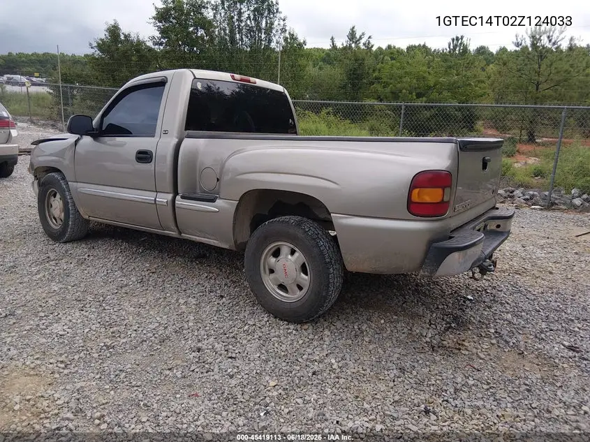 2002 GMC Sierra 1500 Sle VIN: 1GTEC14T02Z124033 Lot: 45419113