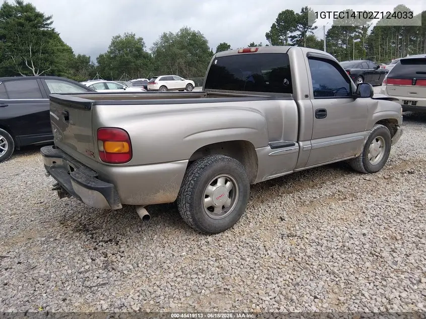 2002 GMC Sierra 1500 Sle VIN: 1GTEC14T02Z124033 Lot: 45419113