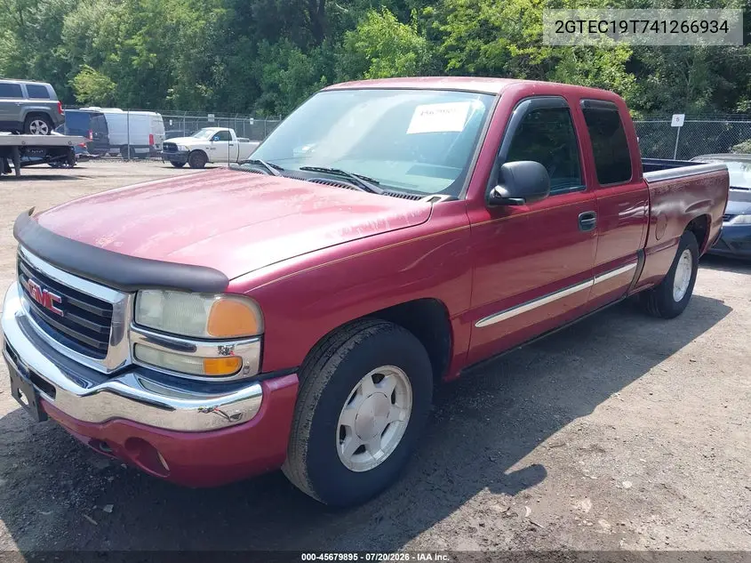 2004 GMC Sierra 1500 Sle VIN: 2GTEC19T741266934 Lot: 45679895